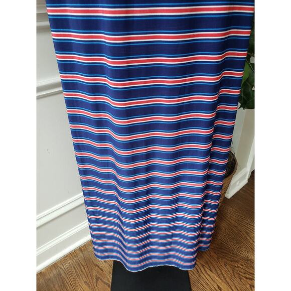 West Loop Long Maxi Dress Women's Size Medium Blue & Orange V-Neck Sleeveless - Picture 9 of 11
